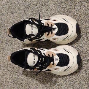 Steve Madden Shoes Womens Size 9 Cream Black Clydie Chunky Platform Sneakers